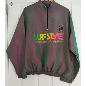 Vintage 90s Surf Style Windbreaker Interplanetary Iridescent Jacket